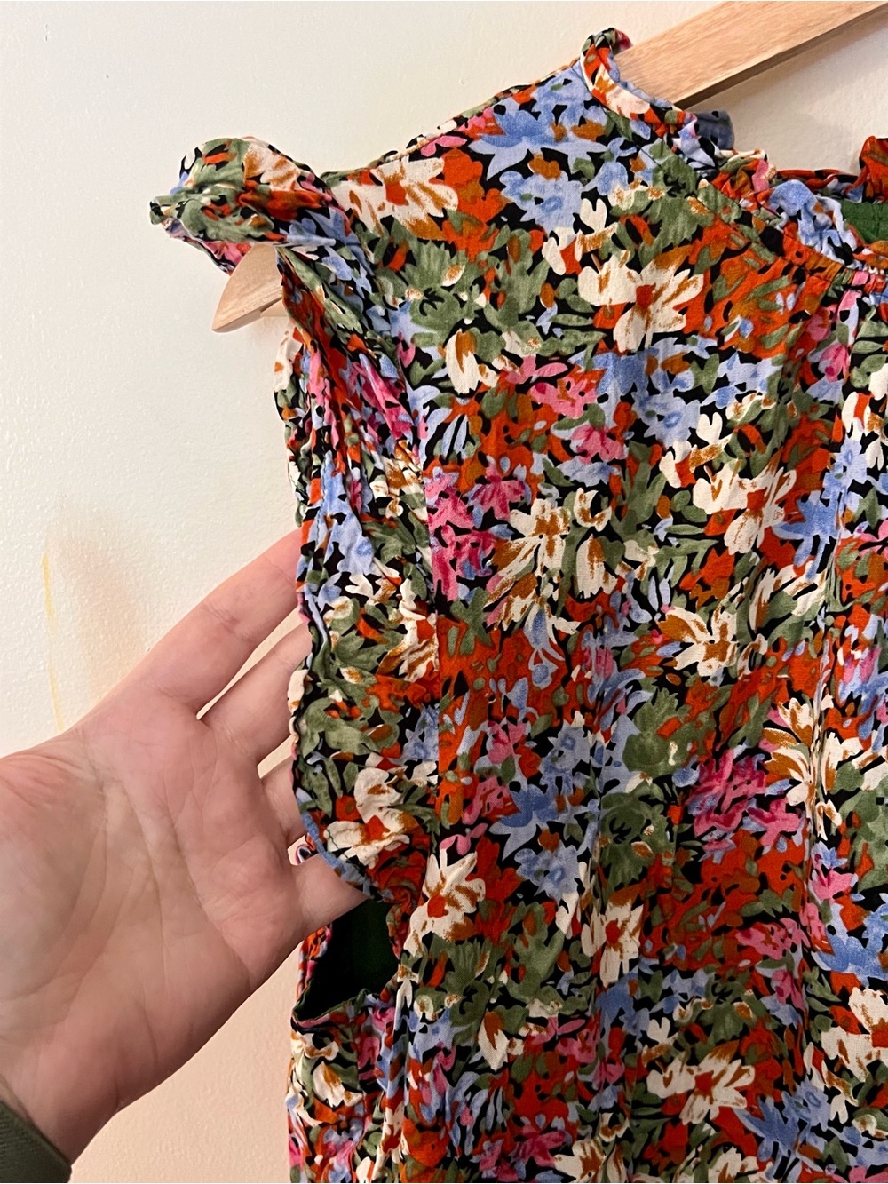 THML Red Multicolor Floral Smocked Ruffle-Sleeve Mini Dress - Picture 2 of 7